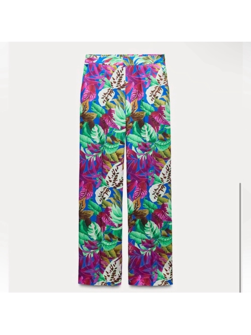 ZARA SATIN EFFECT TROPICAL PRINT PANTS
